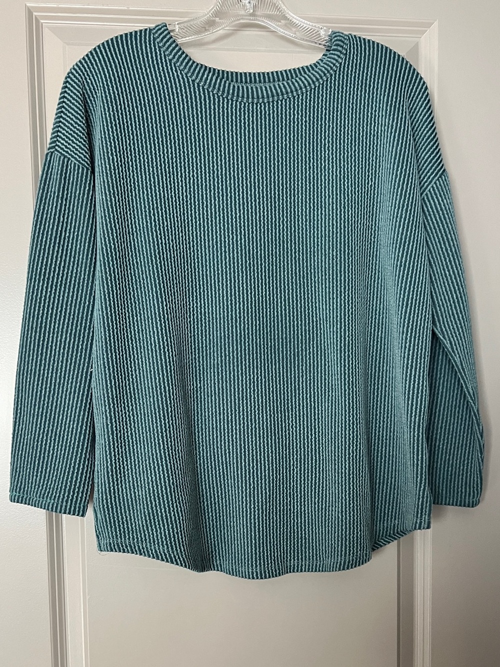 Teal Ribbed Long Sleeve Knit Top